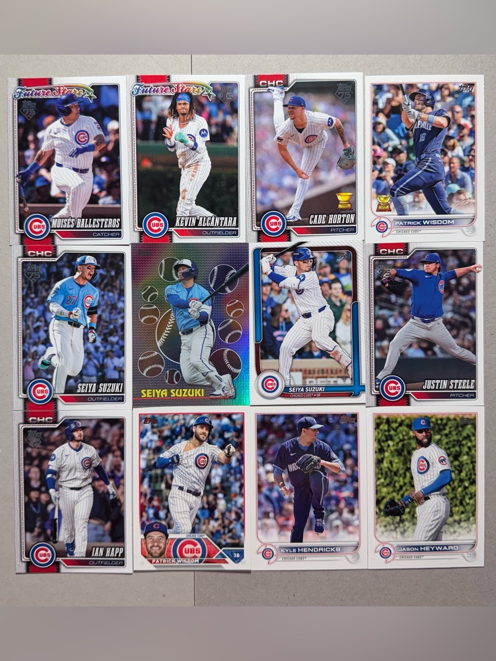 Chicago Cubs Baseball Cards Lot of 12: 3 Suzuki/Horton/Happ/Steele